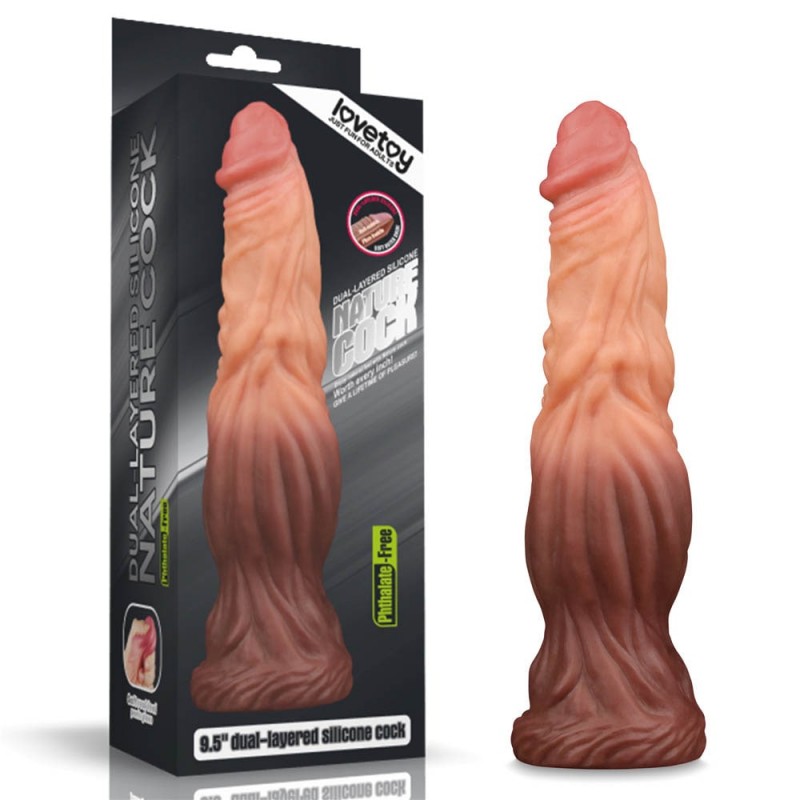 9.5inch Dual  Silicone Nature Cock LV411015 