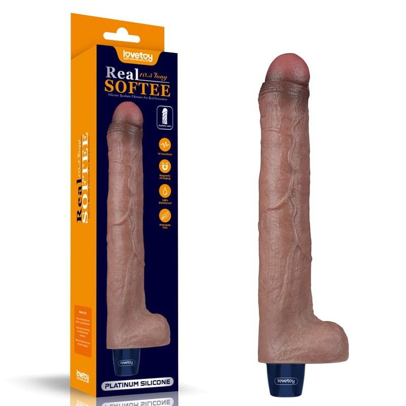 REAL SOFTEE Rechargeable Silicone Vibrating Dildo  Lvtoy00715